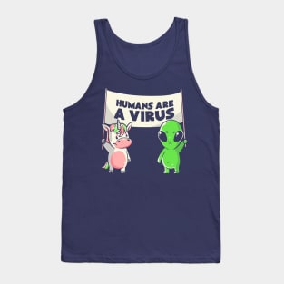 Humans Are a Virus Cute Alien Unicorn Gift Tank Top